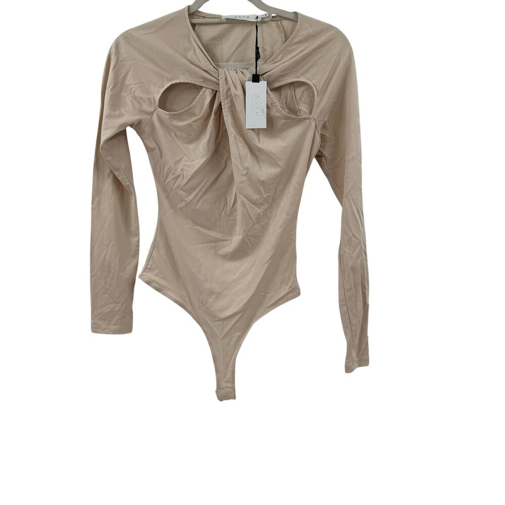 NWT ASTR Bone Long Sleeve cutout cream bodysuit